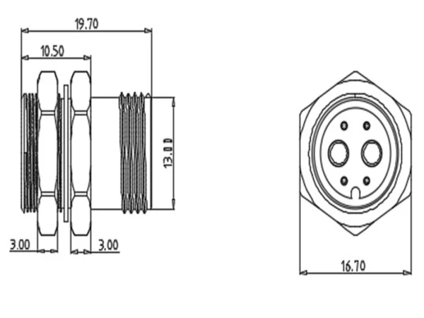 Male front panel mount connector